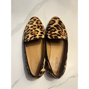 J. Crew Women's Loafers Size 6 Leopard Boho Chic Maximalist Calf Hair Flats